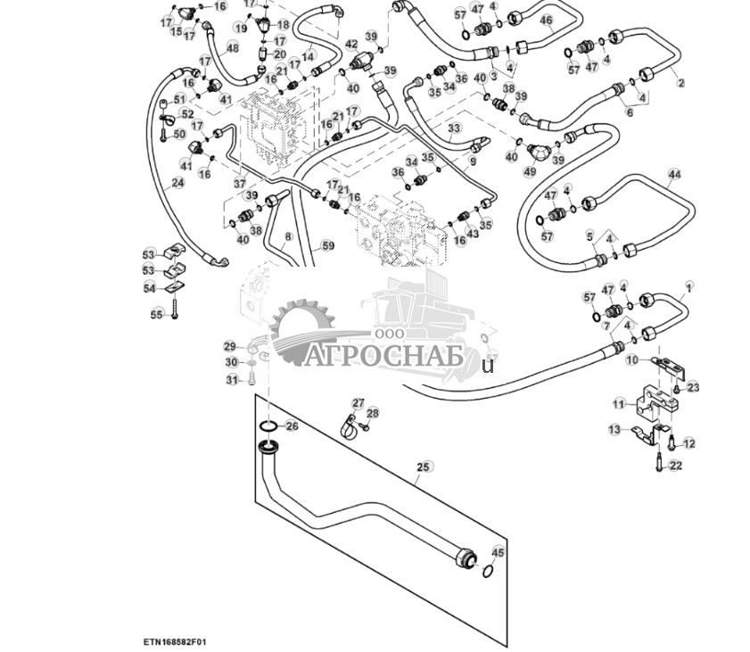 Трубопроводы системы рулевого управления, система автоматического управления AutoTrac™, без резервного насоса (12) (801461 - 804100) - ST872629 536.jpg